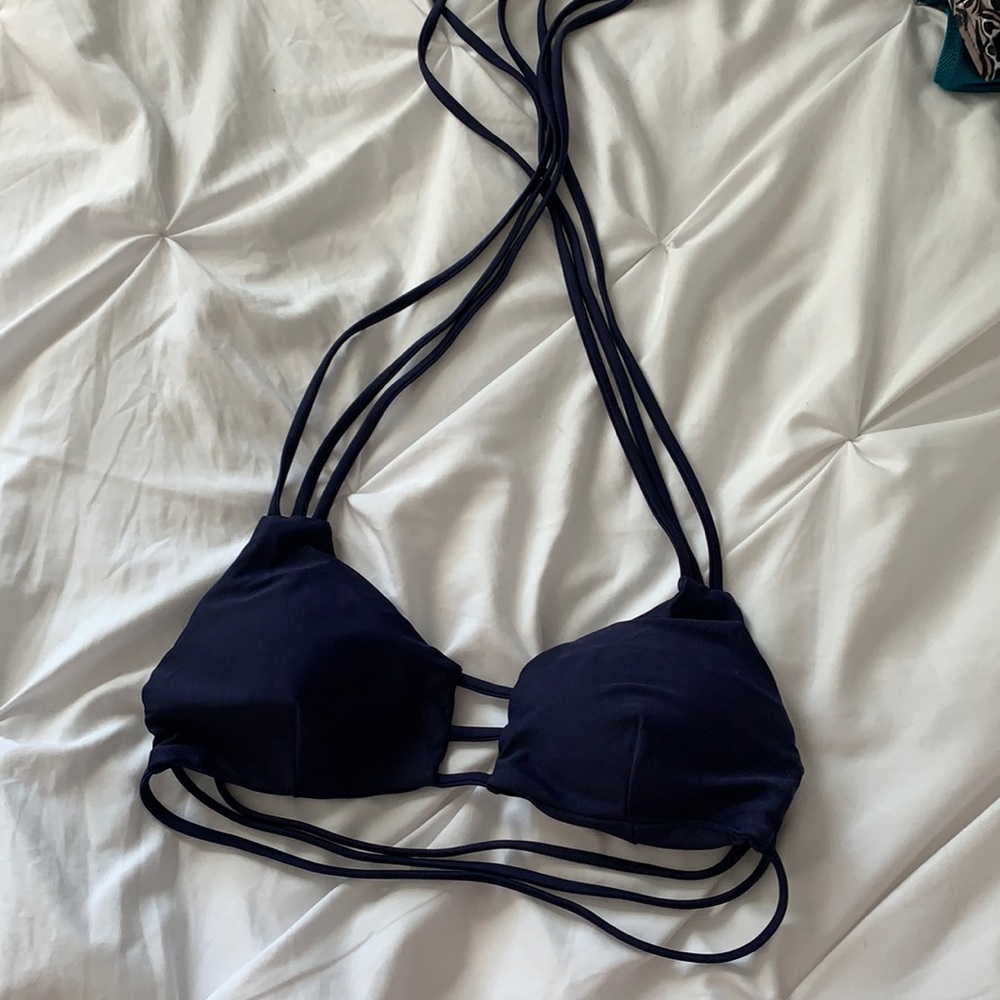 Navy blue strappy bikini top